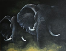 painting of elephants by artist Diarmid Doody